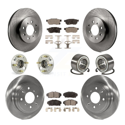 Hub Bearing Brake Rotor Pads Front Rear Kit (10Pc) For Acura Integra Honda Civic
