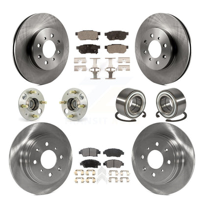 Hub Bearing Disc Brake Rotor & Pad Front Rear Kit (10Pc) For Honda Civic del Sol