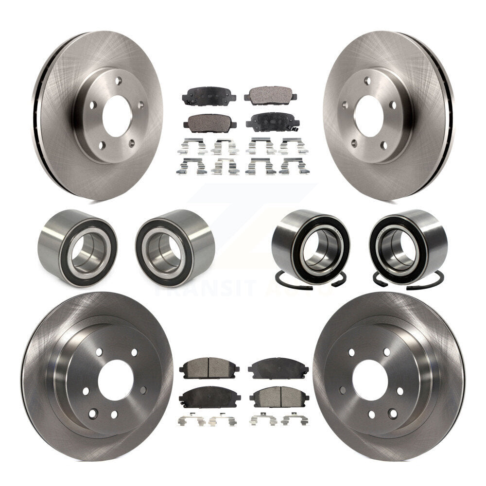 Wheel Bearing Disc Brake Rotor And Pads Front Rear Kit (10Pc) For Nissan X-Trail