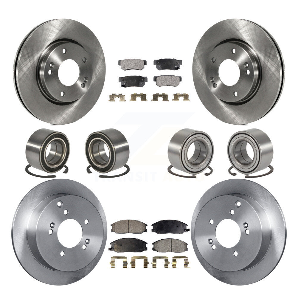 Bearing Brake Rotor Pad Front Rear Kit (10Pc) For 2001-2006 Hyundai Santa Fe 4WD