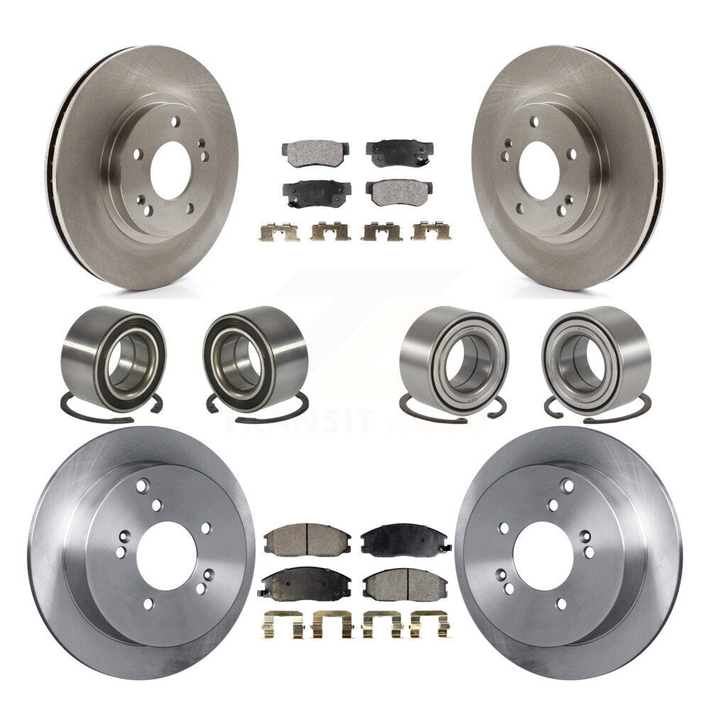 Bearing Brake Rotor Pad Front Rear Kit (10Pc) For 2001-2006 Hyundai Santa Fe 4WD