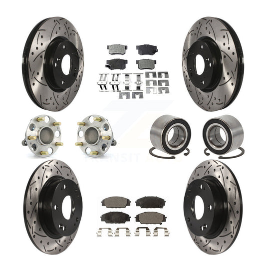 Hub Bearing Coat Brake Rotor Pad Front Rear Kit (10Pc) For Honda Civic Acura CSX