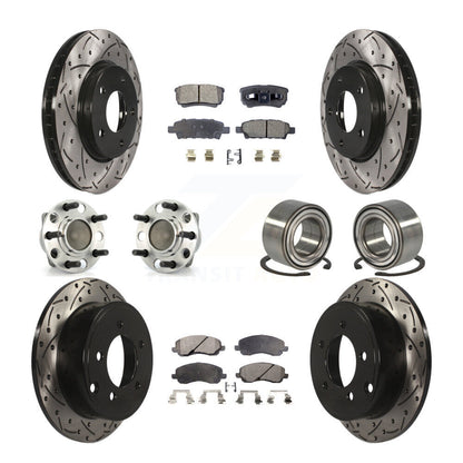 Hub Bearing Coated Disc Brake Rotor Pads Front Rear Kit (10Pc) For Dodge Caliber