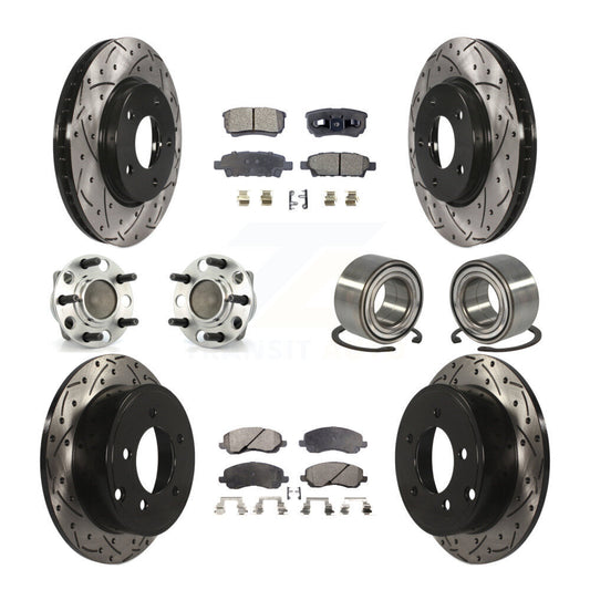 Hub Bearing Coated Disc Brake Rotor Pads Front Rear Kit (10Pc) For Dodge Caliber