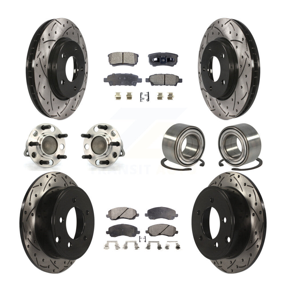 Hub Bearing Coated Disc Brake Rotor Pads Front Rear Kit (10Pc) For Dodge Caliber