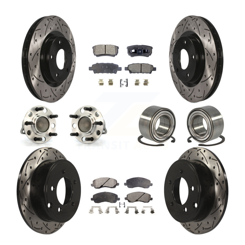 Hub Bearing Coat Brake Rotor Pads Front Rear Kit (10Pc) For Jeep Patriot Compass