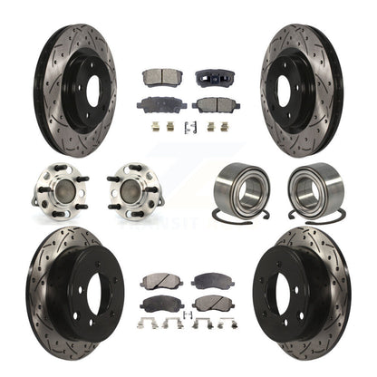 Hub Bearing Coat Brake Rotor Pads Front Rear Kit (10Pc) For Jeep Patriot Compass