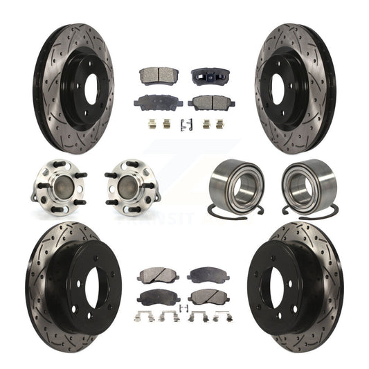 Hub Bearing Coat Brake Rotor Pads Front Rear Kit (10Pc) For Jeep Patriot Compass
