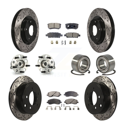 Hub Bearing Coat Brake Rotor Pads Front Rear Kit (10Pc) For Jeep Patriot Compass