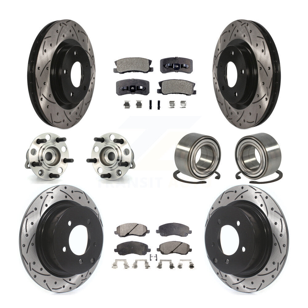 Hub Bearing Coat Brake Rotor Pads Front Rear Kit (10Pc) For Jeep Patriot Compass