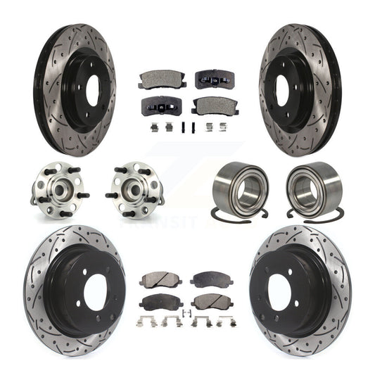 Hub Bearing Coat Brake Rotor Pads Front Rear Kit (10Pc) For Jeep Patriot Compass