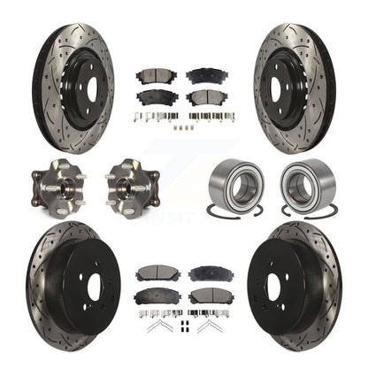 Hub Bearing Coated Brake Rotor & Pad Front Rear Kit (10Pc) For Toyota Highlander