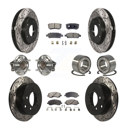 Hub Bearing Coated Brake Rotor & Pad Front Rear Kit (10Pc) For Mitsubishi Lancer