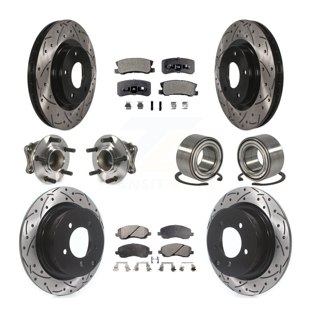 Hub Bearing Coat Brake Rotor Pads Front Rear Kit (10Pc) For Mitsubishi Outlander