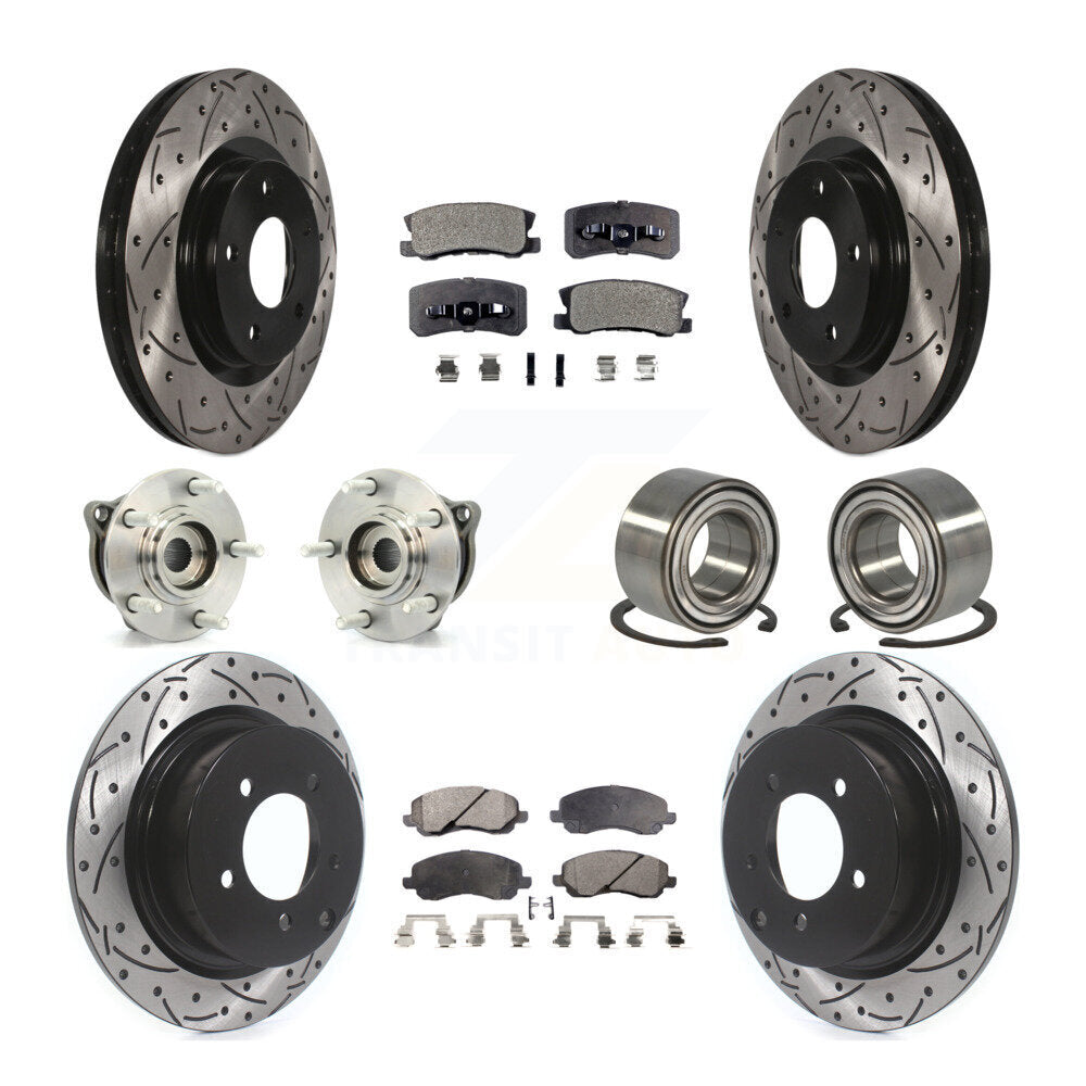 Hub Bearing Coat Brake Rotor Pads Front Rear Kit (10Pc) For Mitsubishi Outlander