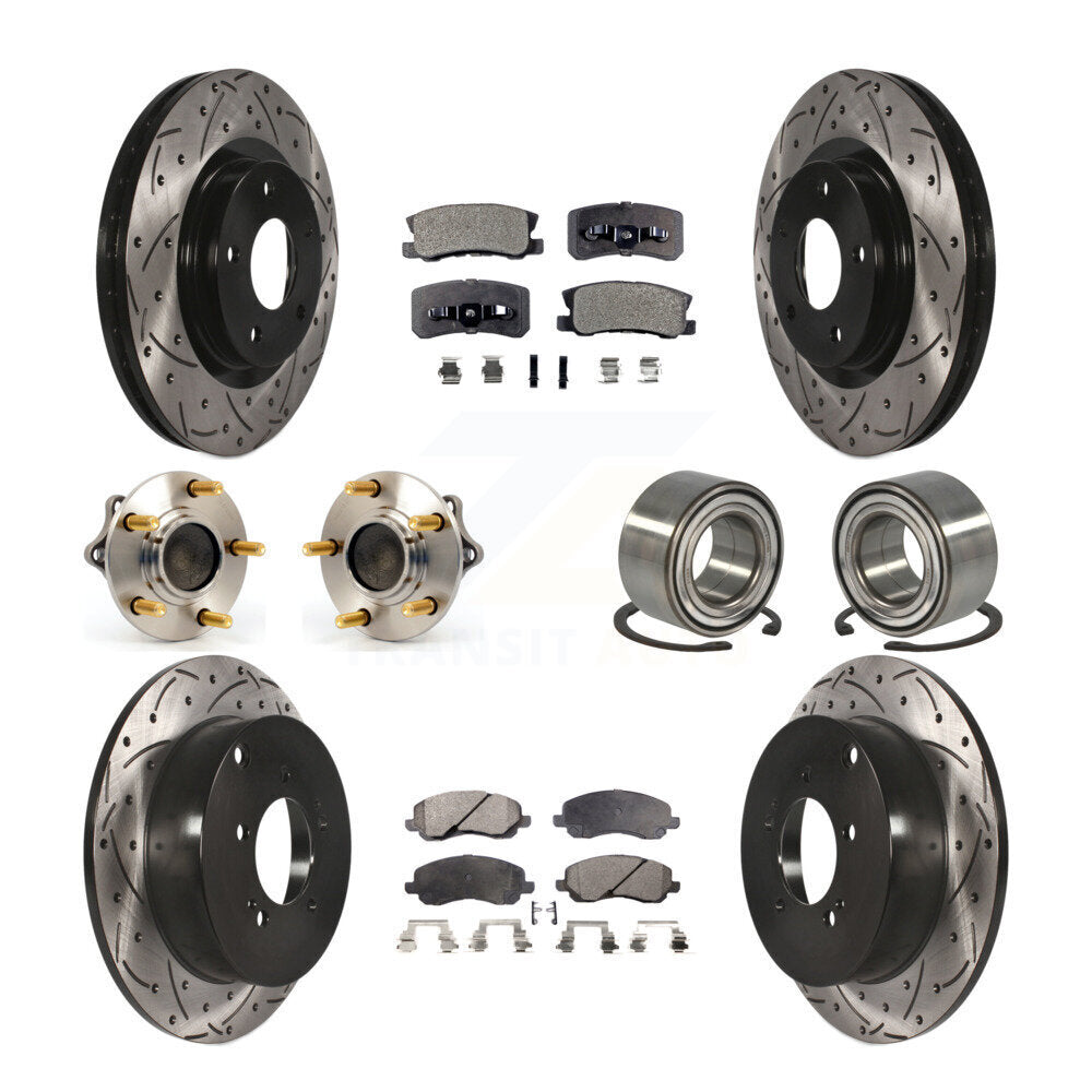 Hub Bearing Coat Brake Rotor Pads Front Rear Kit (10Pc) For Mitsubishi Outlander