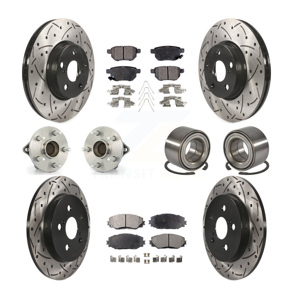 Hub Bearing Coat Brake Rotor Pad Front Rear Kit (10Pc) For Toyota Corolla Matrix