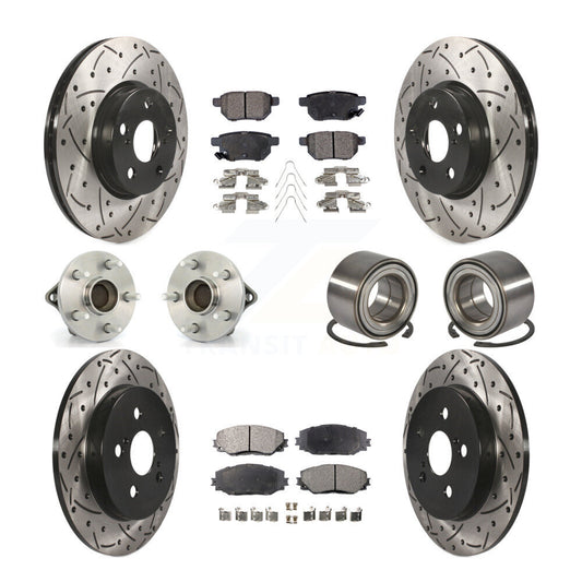 Hub Bearing Coat Brake Rotor Pad Front Rear Kit (10Pc) For Toyota Corolla Matrix
