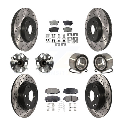 Hub Bearing Coated Disc Brake Rotor & Pads Front Rear Kit (10Pc) For Honda Civic