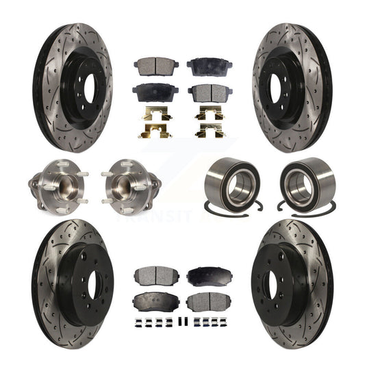 Hub Bearing Coat Brake Rotor Pads Front Rear Kit (10Pc) For 07-15 Mazda CX-9 FWD