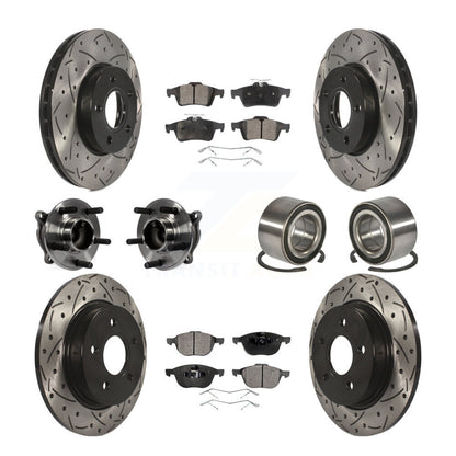 Hub Bearing Coated Disc Brake Rotor And Pad Front Rear Kit (10Pc) For Ford Focus