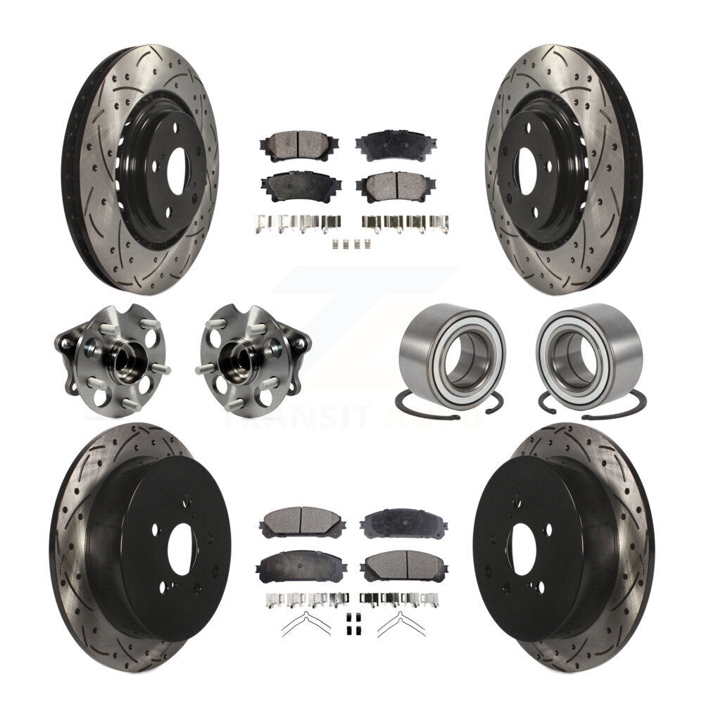 Hub Bearing Coated Brake Rotor & Pad Front Rear Kit (10Pc) For Toyota Sienna AWD