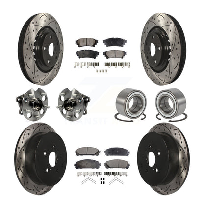 Hub Bearing Coated Brake Rotor & Pad Front Rear Kit (10Pc) For Toyota Sienna AWD
