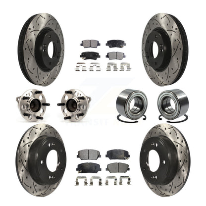 Hub Bearing Coated Brake Rotor & Pads Front Rear Kit (10Pc) For Hyundai Veloster