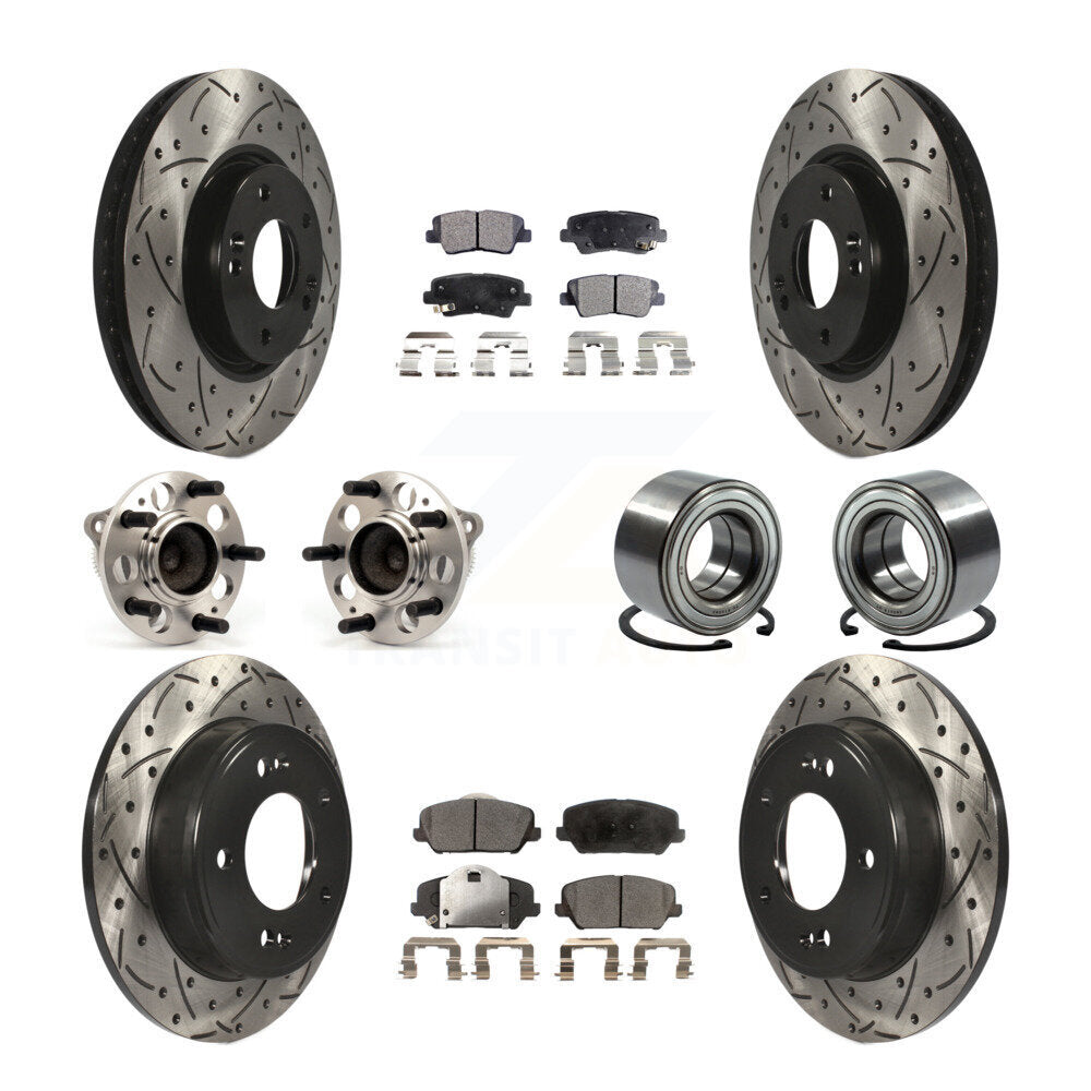 Hub Bearing Coat Brake Rotor Pad Front Rear Kit (10Pc) For Kia Forte Forte5 Koup