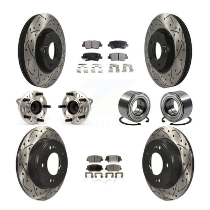 Hub Bearing Coated Disc Brake Rotor Pad Front Rear Kit (10Pc) For Kia Forte Koup