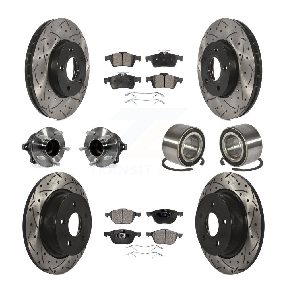 Hub Bearing Coated Disc Brake Rotor And Pad Front Rear Kit (10Pc) For Ford C-Max