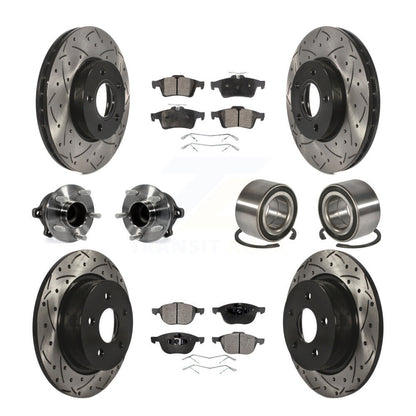 Hub Bearing Coated Disc Brake Rotor And Pad Front Rear Kit (10Pc) For Ford C-Max