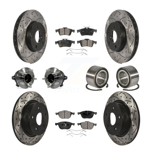 Hub Bearing Coated Disc Brake Rotor And Pad Front Rear Kit (10Pc) For Ford C-Max