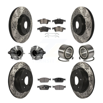Hub Bearing Coated Disc Brake Rotor & Pads Front Rear Kit (10Pc) For Ford Escape