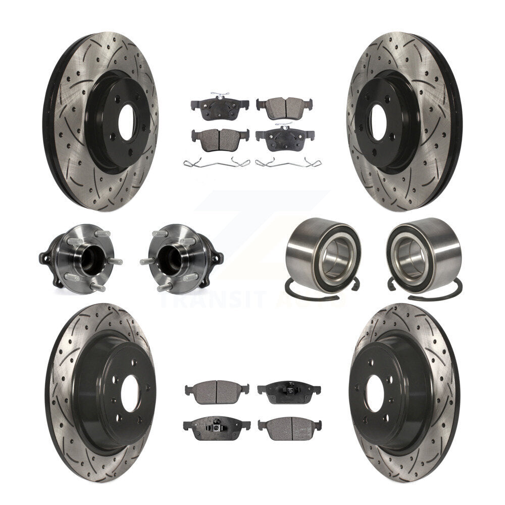 Hub Bearing Coated Brake Rotor Pad Front Rear Kit (10Pc) For Ford Escape Lincoln