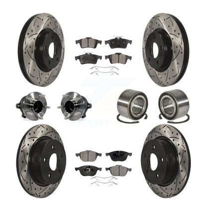 Hub Bearing Coated Brake Rotor & Pad Front Rear Kit (10Pc) For Ford Escape C-Max