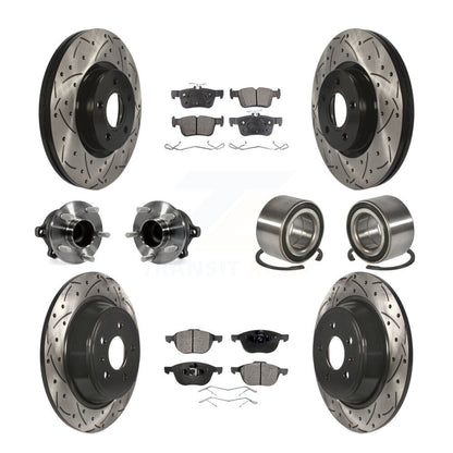 Hub Bearing Coated Disc Brake Rotor & Pads Front Rear Kit (10Pc) For Ford Escape