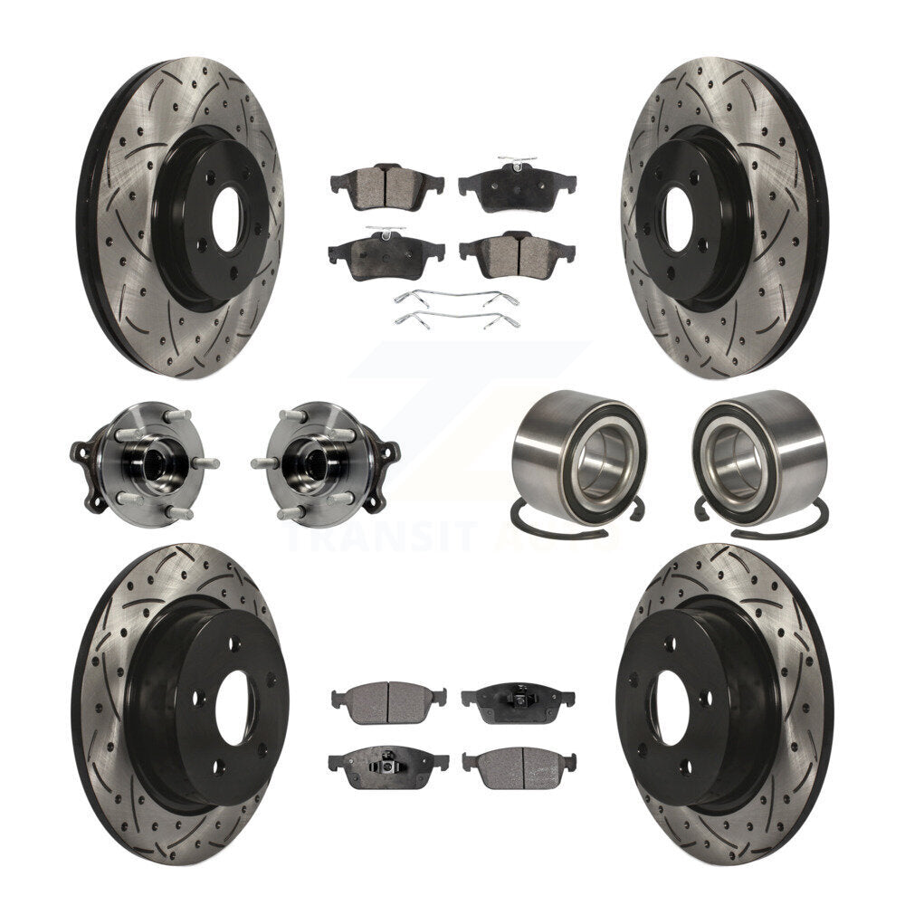 Hub Bearing Coated Disc Brake Rotor & Pads Front Rear Kit (10Pc) For Ford Escape