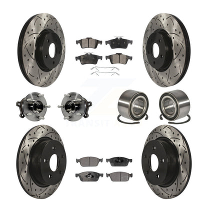 Hub Bearing Coated Disc Brake Rotor & Pads Front Rear Kit (10Pc) For Ford Escape