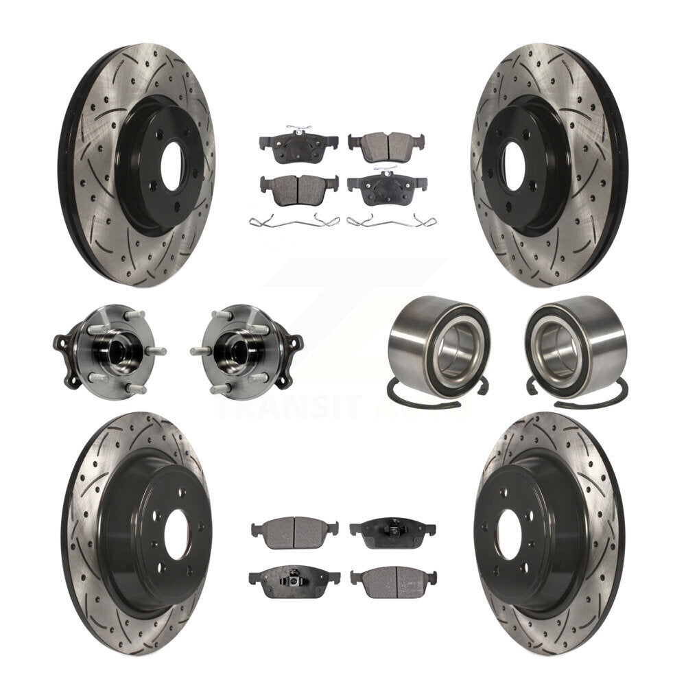 Hub Bearing Coated Brake Rotor Pad Front Rear Kit (10Pc) For Ford Escape Lincoln