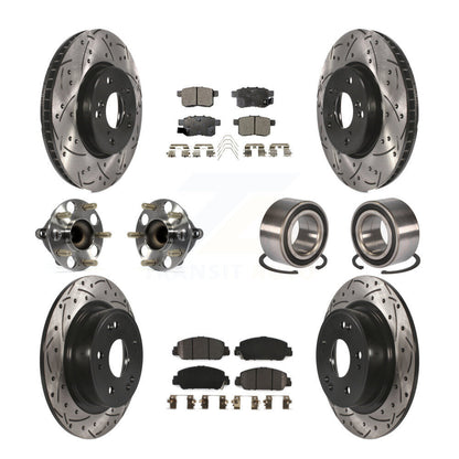 Hub Bearing Coated Disc Brake Rotor & Pad Front Rear Kit (10Pc) For Honda Accord