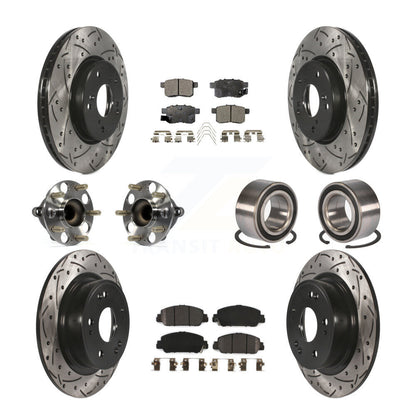Hub Bearing Coated Disc Brake Rotor & Pad Front Rear Kit (10Pc) For Honda Accord