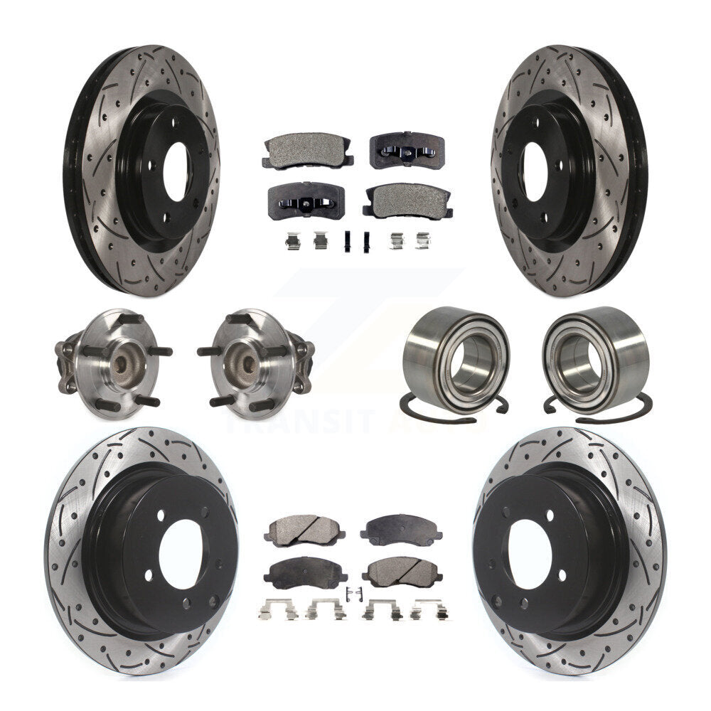 Hub Bearing Coat Brake Rotor Pad Front Rear Kit (10Pc) For 12 Mitsubishi RVR FWD