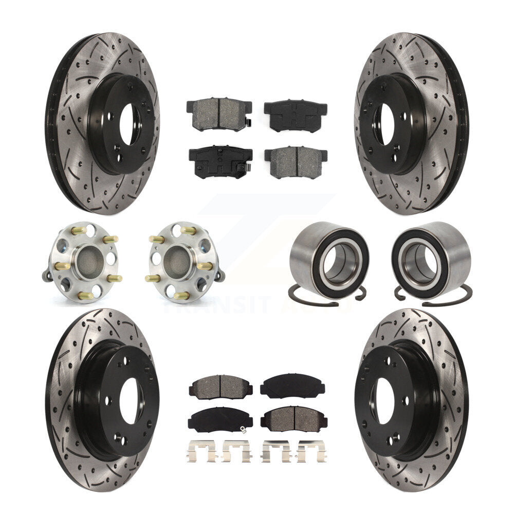 Hub Bearing Coated Disc Brake Rotor And Pads Front Rear Kit (10Pc) For Acura CSX