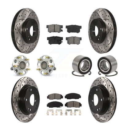 Hub Bearing Coated Disc Brake Rotor And Pads Front Rear Kit (10Pc) For Acura CSX