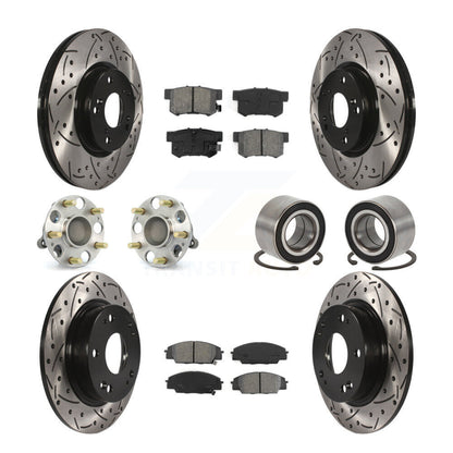 Hub Bearing Coat Brake Rotor Pad Front Rear Kit (10Pc) For Honda Civic Acura CSX