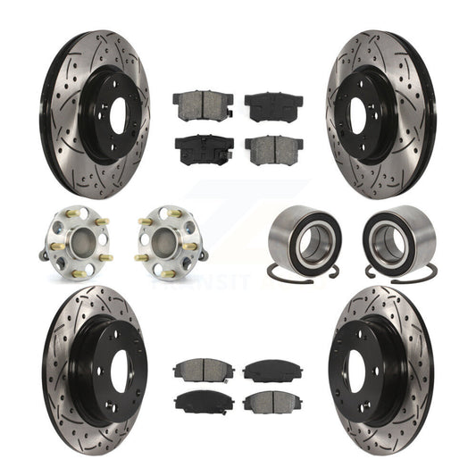 Hub Bearing Coat Brake Rotor Pad Front Rear Kit (10Pc) For Honda Civic Acura CSX