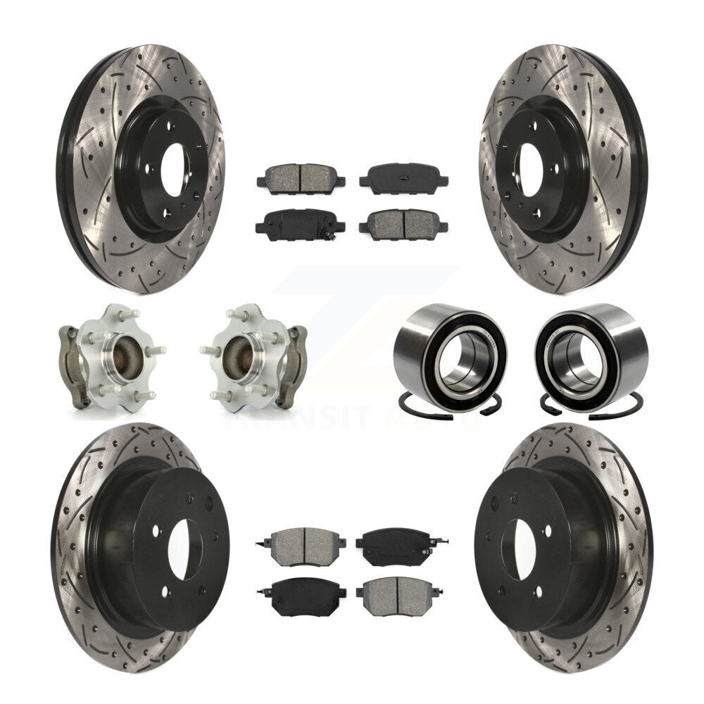 Hub Bearing Coat Brake Rotor Pads Front Rear Kit (10Pc) For Nissan Altima Maxima