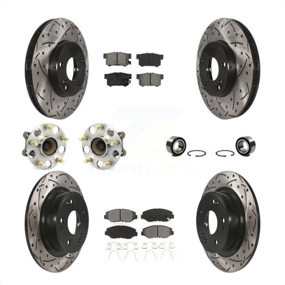 Hub Bearing Coated Disc Brake Rotor & Pad Front Rear Kit (10Pc) For Honda Accord