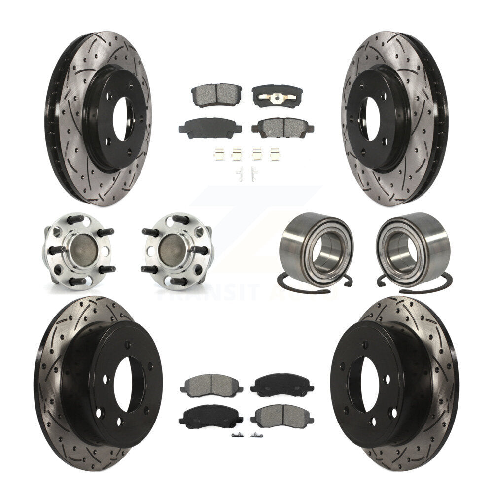 Hub Bearing Coated Disc Brake Rotor Pads Front Rear Kit (10Pc) For Dodge Caliber